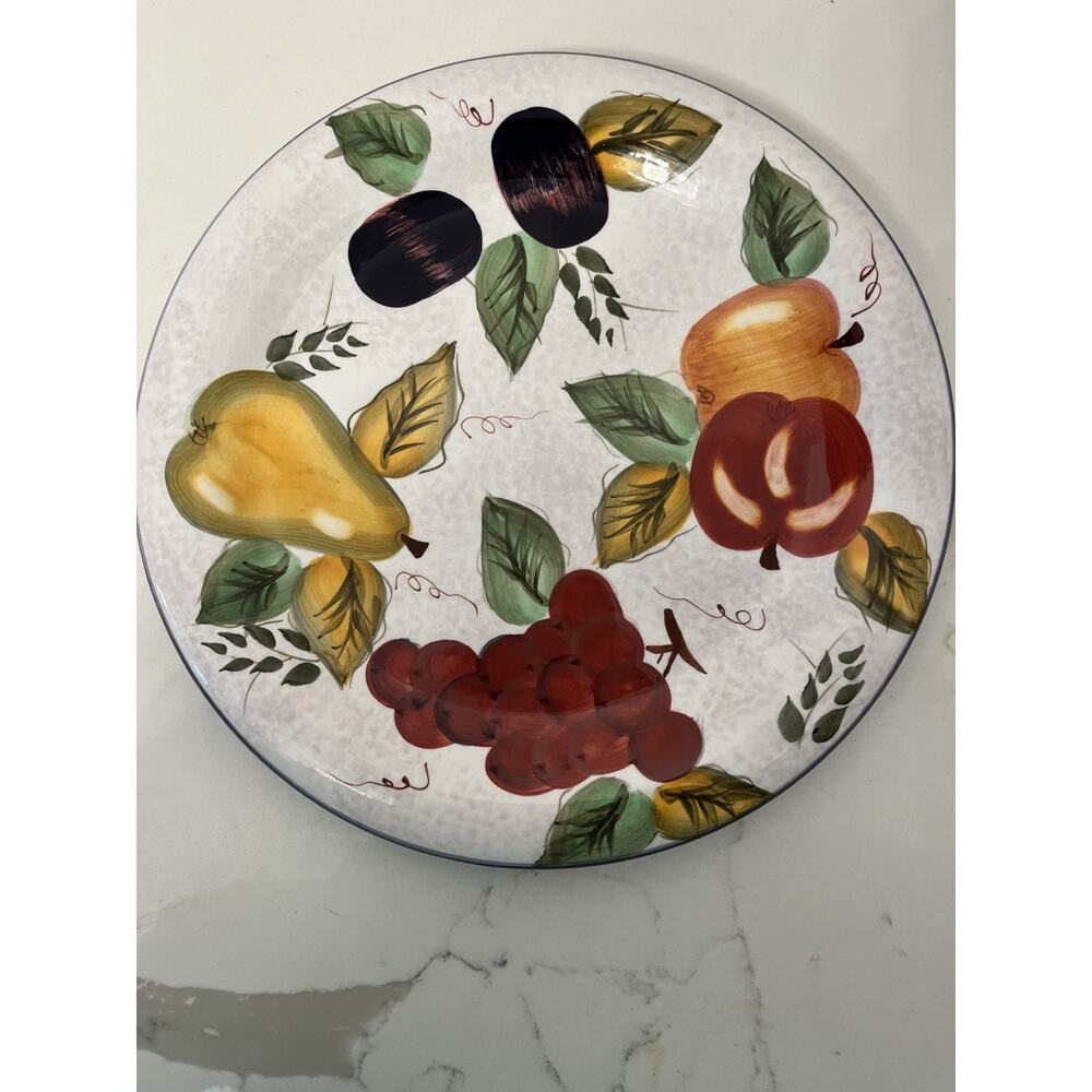 Platter Oneida "Vintage Fruit" Hand-Painted Ceramic Round 10.5" Retired
